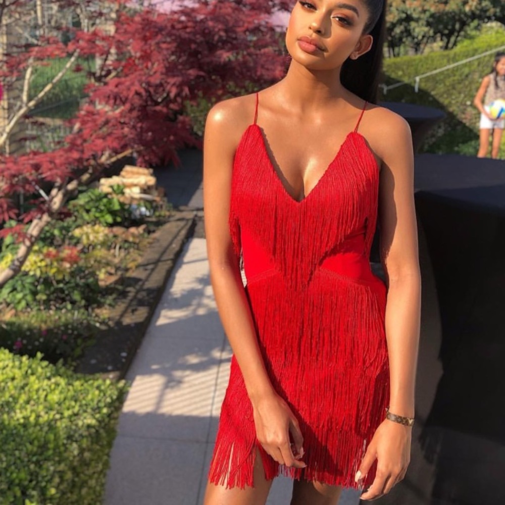 Red Meshki Fringe Dress